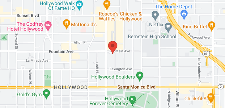 map of 1255 Beachwood Hollywood, CA 90038